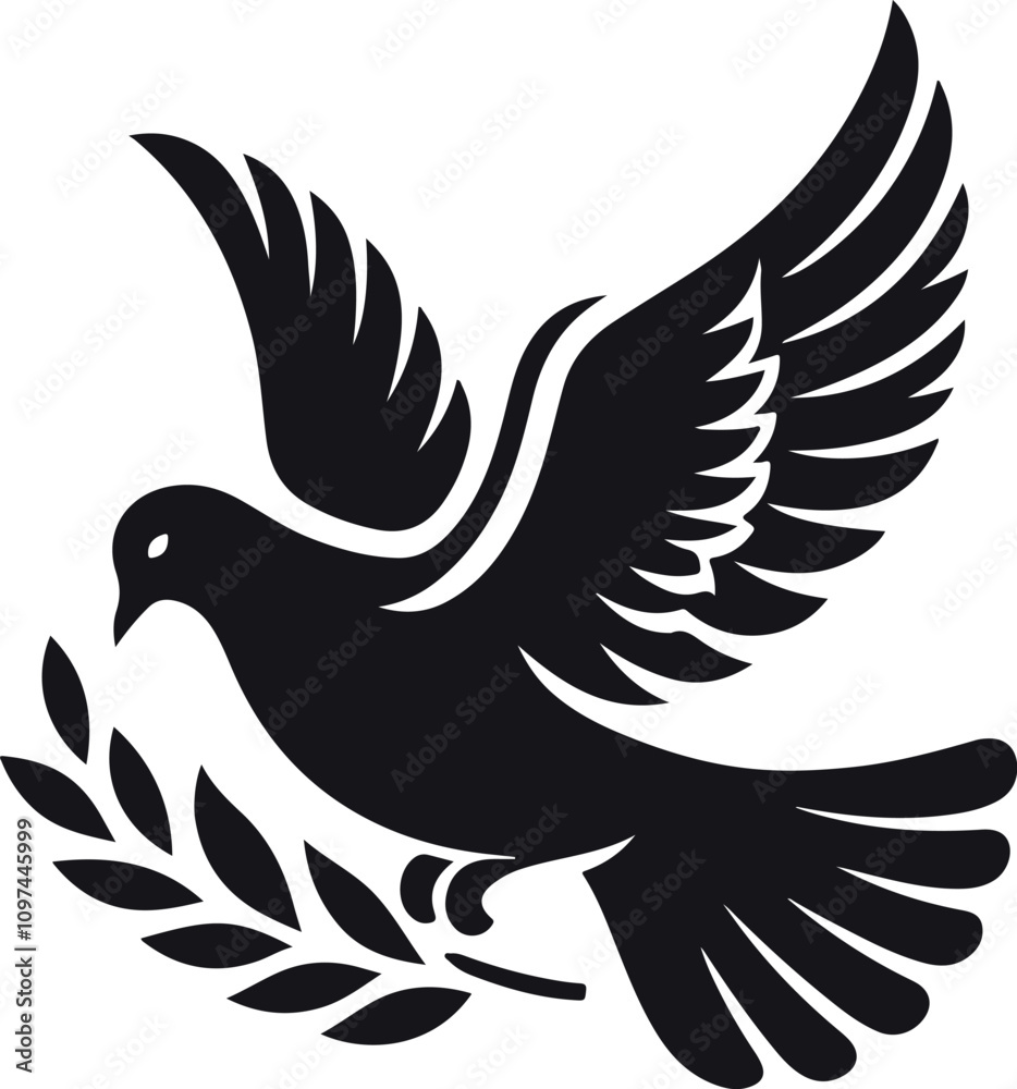 Fototapeta premium Dove Bird icon Silhouette vector white background