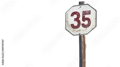 Speed limit sign displaying 35 mph on a rural road, emphasizing the importance of adhering to traffic regulations for safety and compliance.
