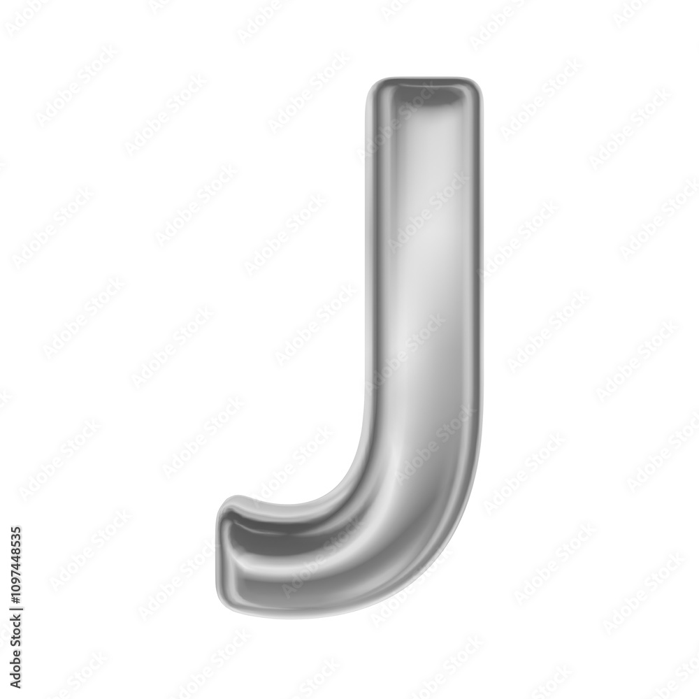 Font J Silver 3D Render Font J Silver 3D Render