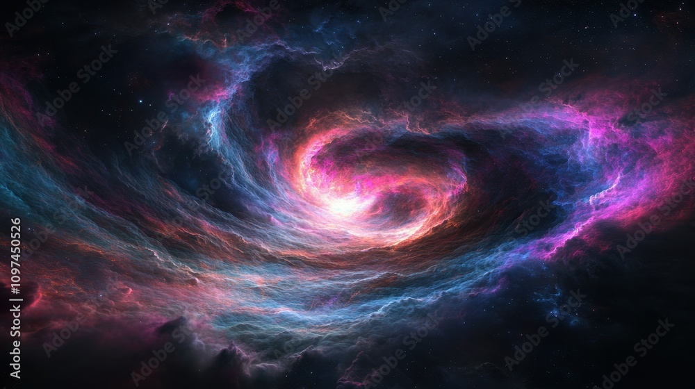 Stunning Cosmic Nebula Vibrant Pink, Blue, and Orange Swirling Galaxy in Deep Space - High-Resolution Astronomy Wallpaper