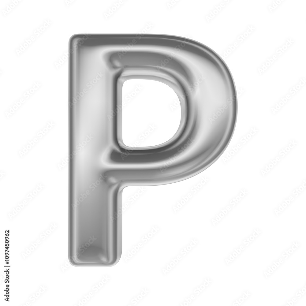 Font P Silver 3D Render Font P Silver 3D Render