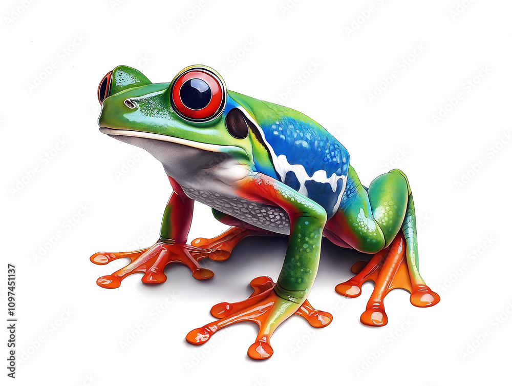Obraz premium Realistic Frog Illustration, Detailed and Lifelike Artwork on White Background