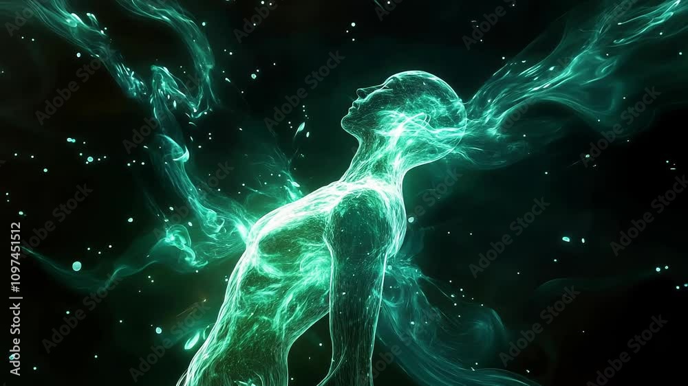 Abstract Futuristic Human Form in Ethereal Neon Light Animation Abstract Futuristic Human Form in Ethereal Neon Light Animation