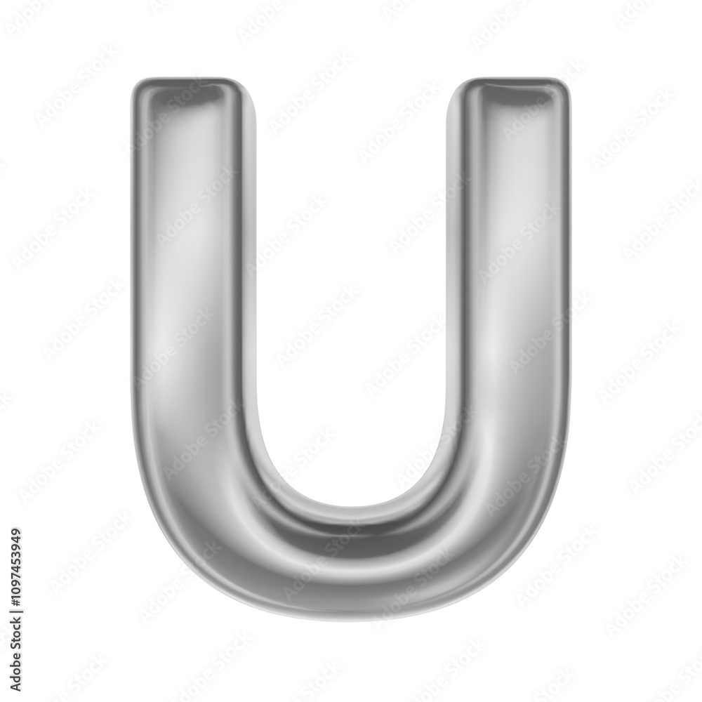 Font U Silver 3D Render Font U Silver 3D Render