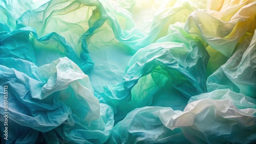 Wallpaper Mural Abstract Drapery of Soft, Flowing, Pastel-Colored Fabric with a Gradient of Aquamarine, Teal, and Cream Hues Torontodigital.ca