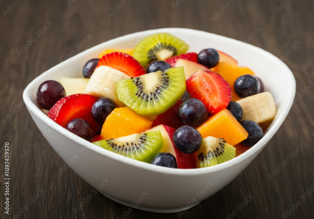 Fresh colorful fruit salad in the bowl Fresh colorful fruit salad in the bowl