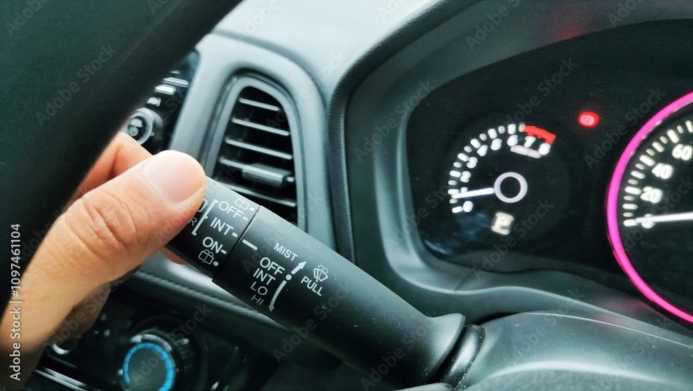 Hand turn or lever or open the hand adjustment rearview mirror wiper control switch