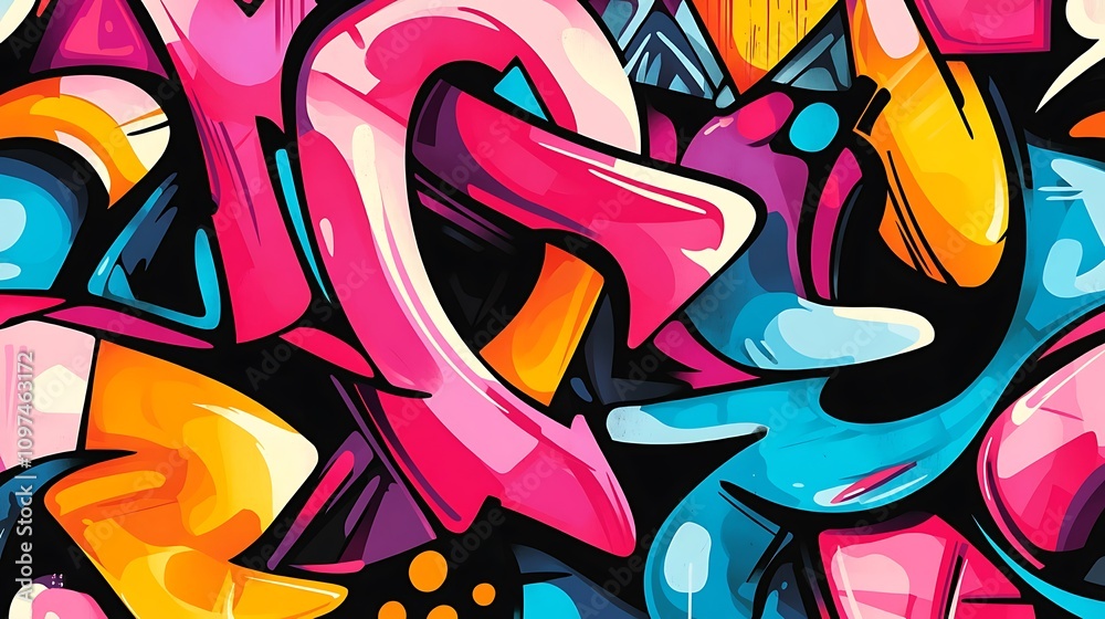 Naklejka premium Colorful abstract graffiti art seamless background. 