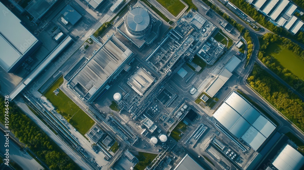 Aerial View of Modern Industrial Complex, Manufacturing Plant, and Factory Buildings - Drone Photography Aerial View of Modern Industrial Complex, Manufacturing Plant, and Factory Buildings - Drone Photography