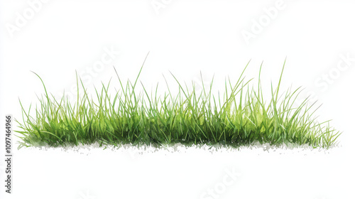 Watercolor illustration of green grass on white background, showcasing vibrant blades and natural feel. Perfect for nature themed designs