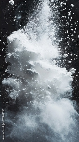 White Powder Explosion: Abstract Art, Dramatic Movement, High-Speed Photography