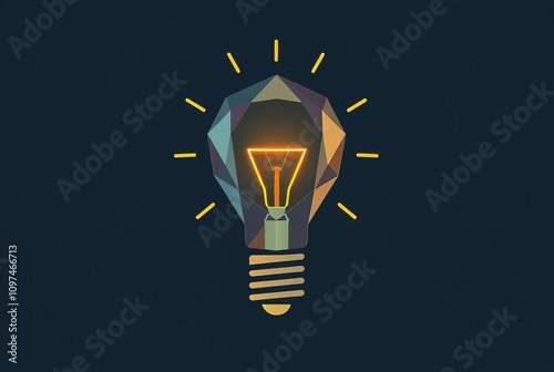 Geometric shapes forming a lightbulb symbolizing ideas and innov photo