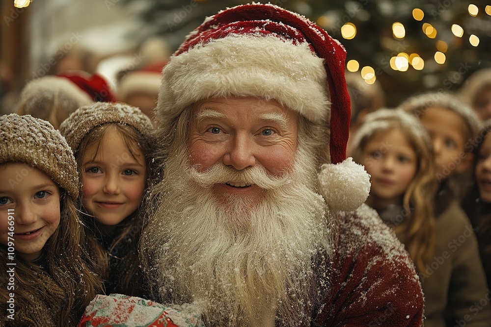 Funny happy kid taking gift from bag of Santa Claus. holidays, christmas, childhood Funny happy kid taking gift from bag of Santa Claus. holidays, christmas, childhood
