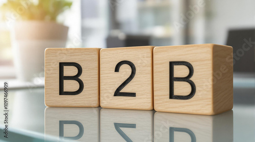 Wooden Blocks with B2B in a Minimalist Office Setting