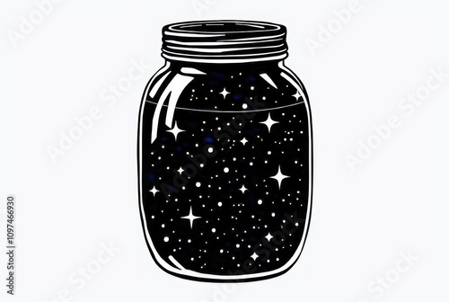 Stellar Vessel A jar filled with a stylized black and white depi photo