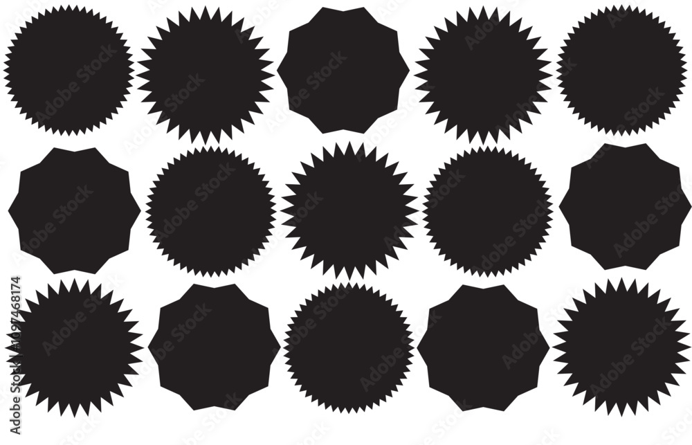 Starburst red sticker set - collection of special offer sale round and oval sunburst labels and buttons isolated on white background. Stickers and badges with star edges for promo advertising. Starburst red sticker set - collection of special offer sale round and oval sunburst labels and buttons isolated on white background. Stickers and badges with star edges for promo advertising.