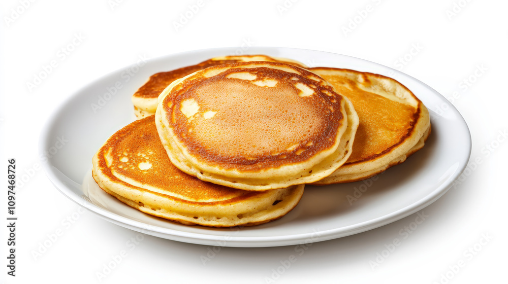 Delicious pancakes stacked on white plate, perfect for breakfast or brunch. Enjoy fluffy texture and golden brown color that makes them irresistible! Delicious pancakes stacked on white plate, perfect for breakfast or brunch. Enjoy fluffy texture and golden brown color that makes them irresistible!
