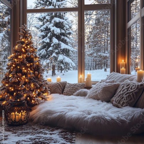 Cozy Christmas scene with a...