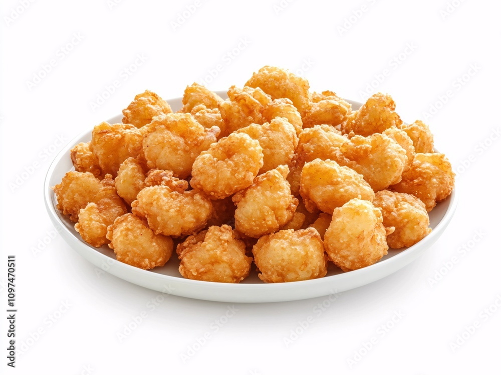 Deep fried shrimp on a plate and white background close-up photography Deep fried shrimp on a plate and white background close-up photography