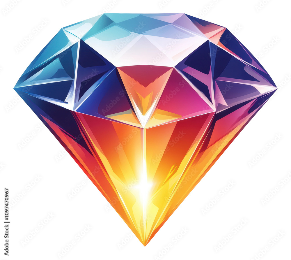 Brilliant diamond logo with sharp edges and vibrant colors isolated on transparent background Brilliant diamond logo with sharp edges and vibrant colors isolated on transparent background