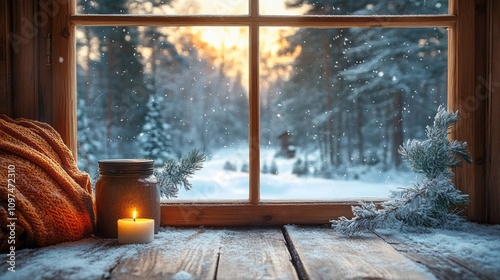 Cozy Winter Window Scene Wi...