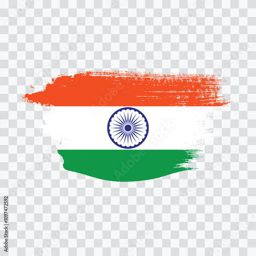 india flag for independence day with ink grunge texture paint brush stroke indian national flag  illustration