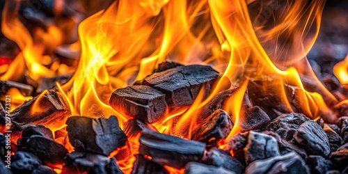 Burning charcoal flame background picture, charcoal, flame, fire, heat, barbecue, grilling, hot, glowing, charred, ember, inferno