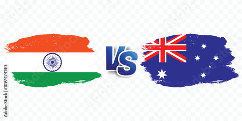 australia vs india cricket or world cup match banner transparent background with grunge flag