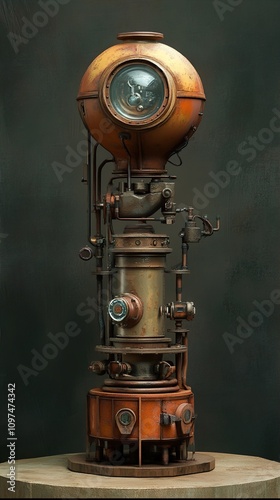 Steampunk Machine: A Retrofuturistic Technological Marvel photo