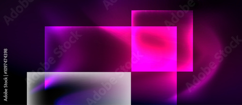 Glass squares with neon shiny light abstract background