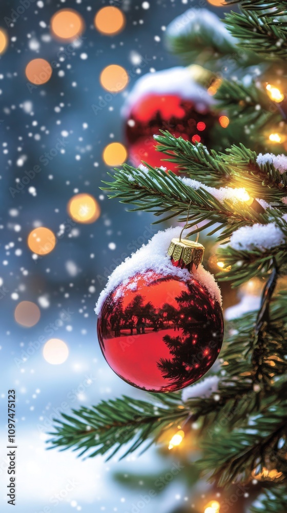 Enchanting christmas scene with sparkling red Enchanting christmas scene with sparkling red