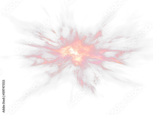 Pink and orange cosmic explosion on black Transparent Background. photo