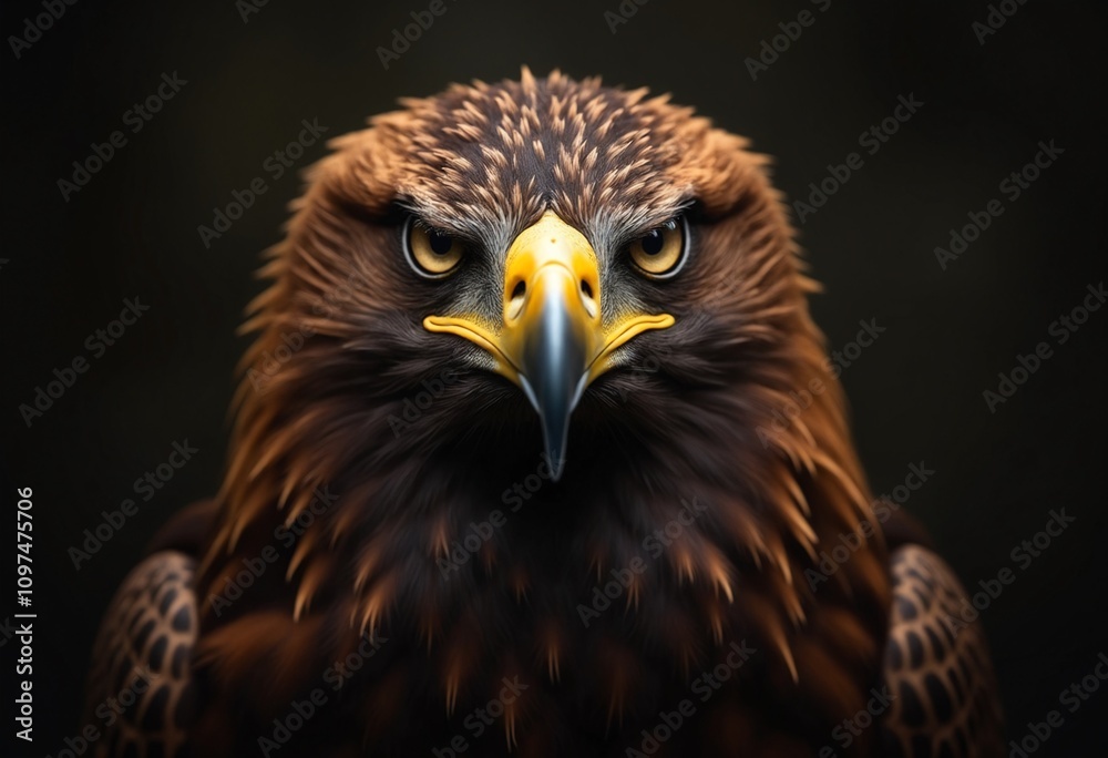 Obraz premium A striking close-up of a majestic golden eagle showcasing its fierce gaze and intricate feather details, This image is ideal for wildlife articles