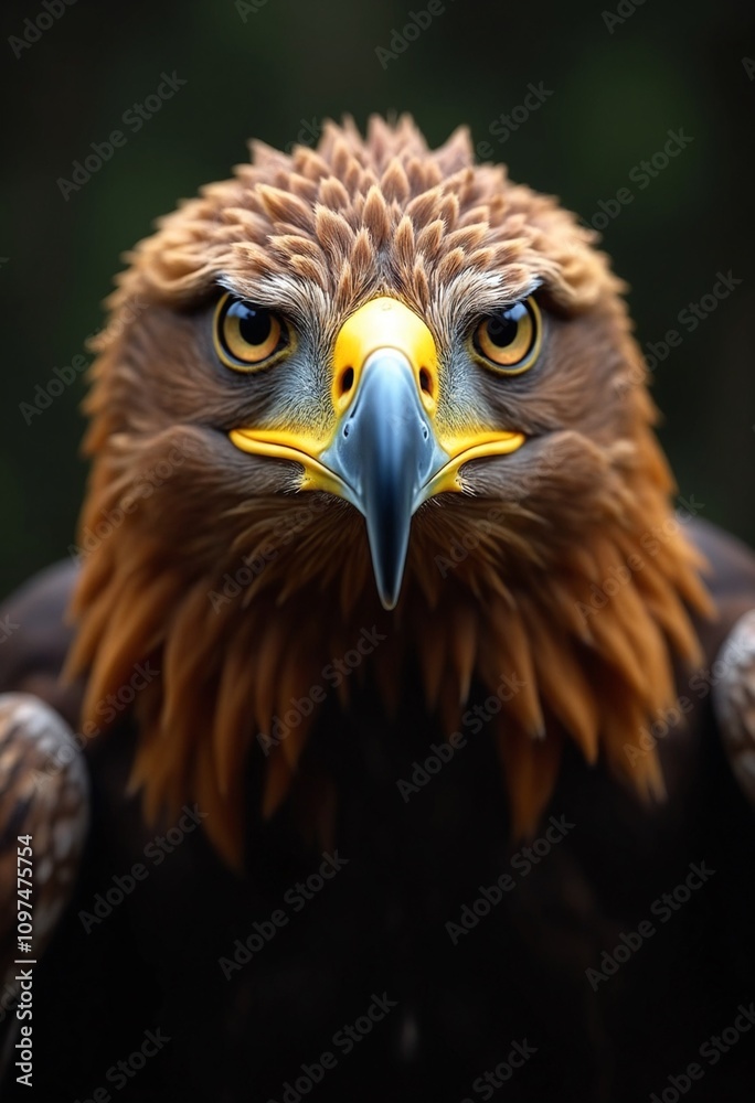 A striking close-up of a majestic golden eagle showcasing its fierce gaze and intricate feather details, This image is ideal for wildlife articles A striking close-up of a majestic golden eagle showcasing its fierce gaze and intricate feather details, This image is ideal for wildlife articles