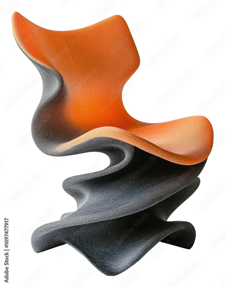 Obraz premium Modern stackable plastic chair with a unique design isolated on transparent background