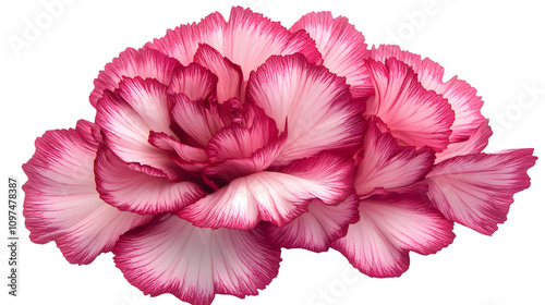 vivid carnation flower in shades of pink, with detailed petals, isolated on a white background photo