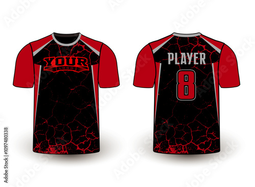 All sports player jersey design with an elegant edgy and wild look. Sports gear template mockup perfect fit for all sports. The designs that go on casual wear, shirts, fashion apparel, and all kind 
