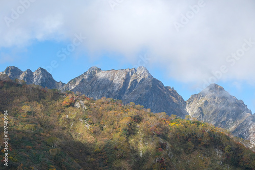 Happo Alpen Line Nature trail, Hakuba, Nahano, Japan, Mountain peaks under cloudy sky photo