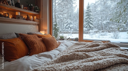 Cozy Winter Bedroom Scene W...