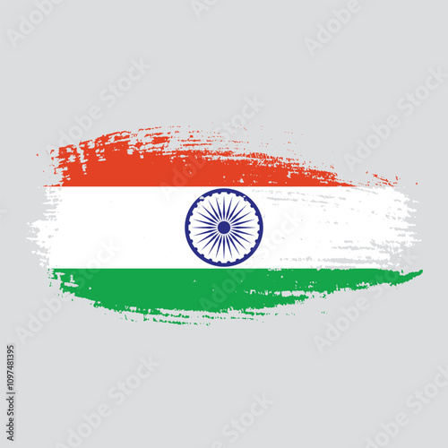 india flag for independence day with ink grunge texture paint brush stroke indian national flag  design