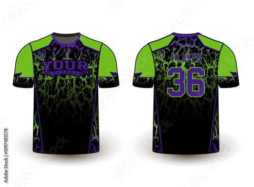 All sports player jersey design with an elegant edgy and wild look. Sports gear template mockup perfect fit for all sports. The designs that go on casual wear, shirts, fashion apparel, and all kind 
