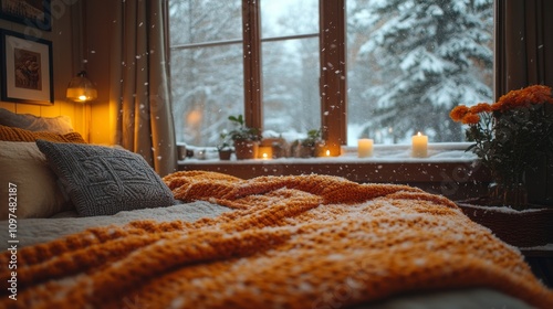 Cozy Winter Bedroom Scene W...