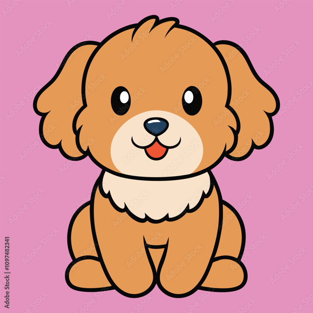 Obraz premium Cute Baby Cartoon Bolonka Dog sitting Vector Illustration Design 