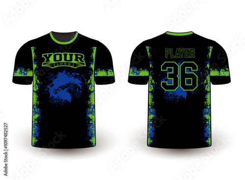 All sports player jersey design with an elegant edgy and wild look. Sports gear template mockup perfect fit for all sports. The designs that go on casual wear, shirts, fashion apparel, and all kind 