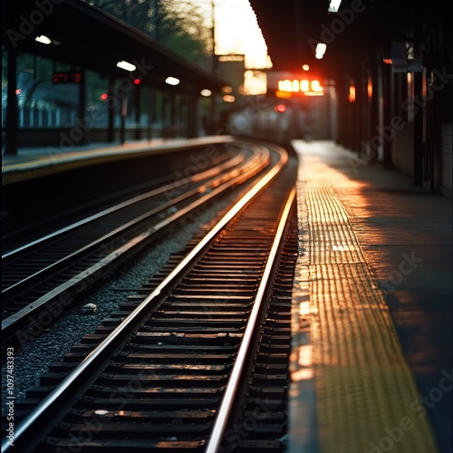 Golden Hour at the Train Station: A Captivating Railway Scene