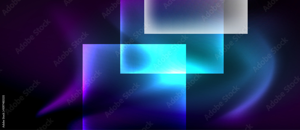 Glass squares with neon shiny light abstract background Glass squares with neon shiny light abstract background