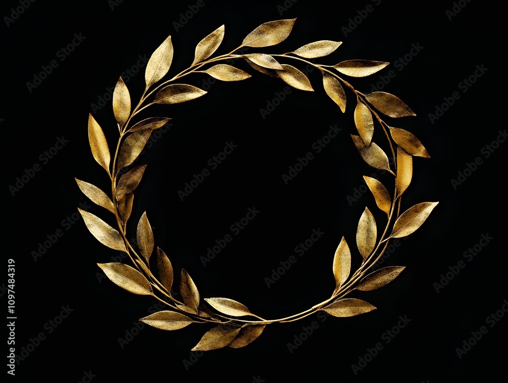 Obraz premium Golden logo frame,Elegant Golden Laurel Wreath Emblem
