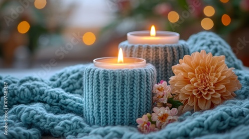 Cozy Candles Nestled In Kni...