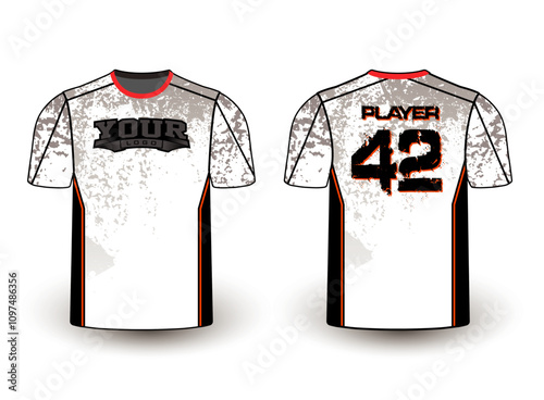 All sports player jersey design with an elegant edgy and wild look. Sports gear template mockup perfect fit for all sports. The designs that go on casual wear, shirts, fashion apparel, and all kind 