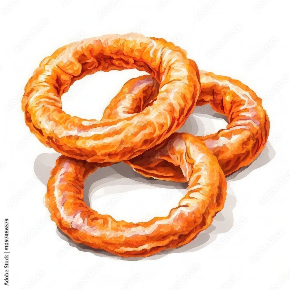 the AI Image Generator, Stacked Golden Onion Rings Against the AI Image Generator, Stacked Golden Onion Rings Against